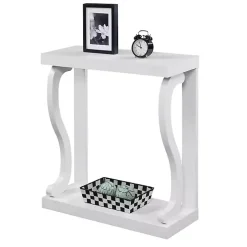 White Wood Curved Sides Console Table