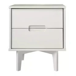 White Wood Cut-Out Handle Nightstand