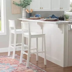White Wood Devin Bar Stools, Set of 2