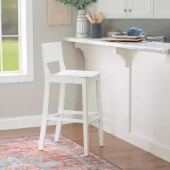 White Wood Devin Bar Stools, Set of 2