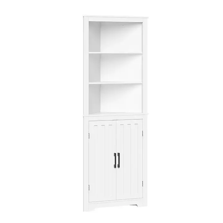 White Wood 2-Door Corner Storage Cabinet