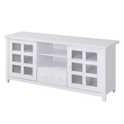 White Wood 2-Door Windowpane Media Cabinet