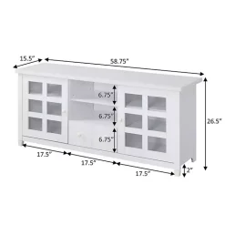 White Wood 2-Door Windowpane Media Cabinet