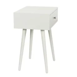 White Wood 1-Drawer Arthur Accent Table