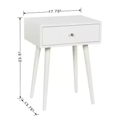 White Wood 1-Drawer Arthur Accent Table