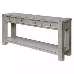 White Wood 4-Drawer Farmhouse Console Table