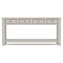 White Wood 4-Drawer Farmhouse Console Table