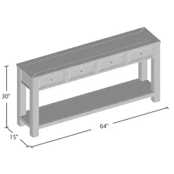 White Wood 4-Drawer Farmhouse Console Table
