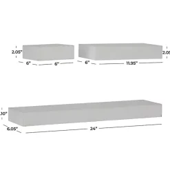 White Wood Floating Shelves, Set of 3