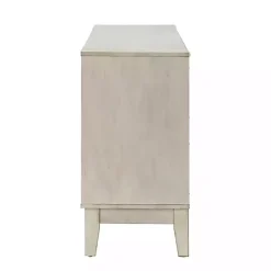 White Wood Geometric 4-Door Cabinet
