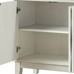 White Wood Geometric 4-Door Cabinet