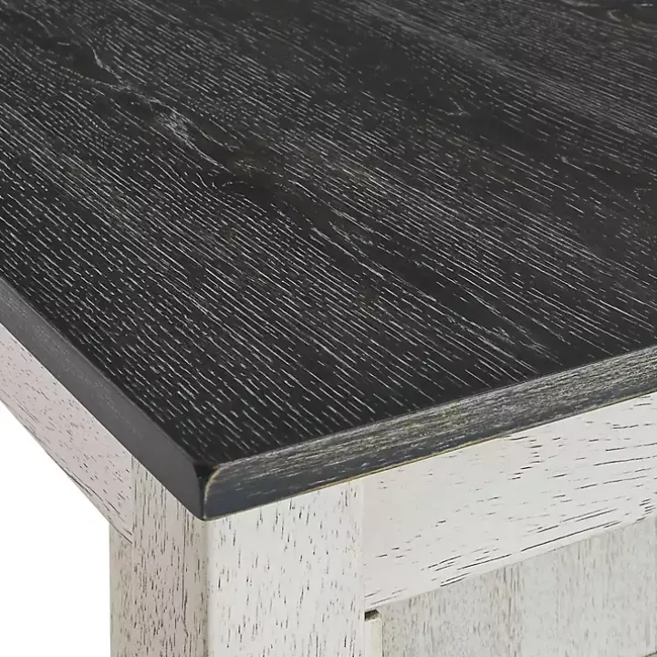 White Wood Linen 3-pc. USB Island and Stool Set