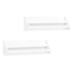 White Wood Rack Wall Bookshelves, Set of 2