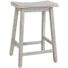 White Wood Rectangular Counter Stools, Set of 2