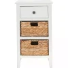 White Wood Side Table with Baskets