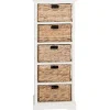 White Wood 5-Tier Basket Storage Shelf
