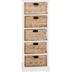 White Wood 5-Tier Basket Storage Shelf