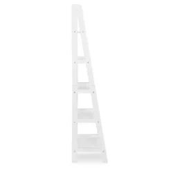 White Wood 5-Tier Ladder Bookshelf