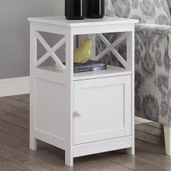 White Wood X Sides Storage Accent Table