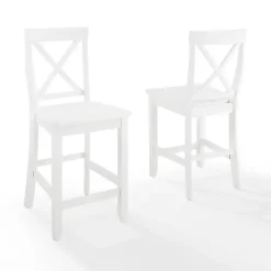 White X-Back Farmhouse Counter Stools, Set of 2