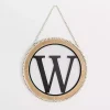 Whitewash Bead Trim Monogram W Plaque