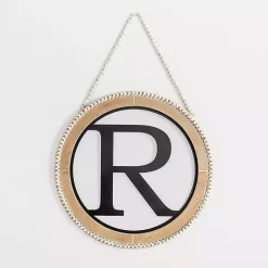 Whitewash Bead Trim Monogram R Plaque