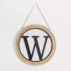 Whitewash Bead Trim Monogram W Plaque