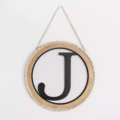 Whitewash Bead Trim Monogram J Plaque