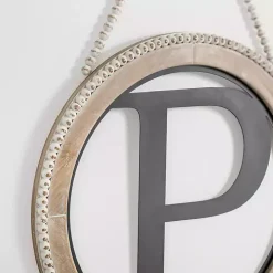 Whitewash Bead Trim Monogram P Plaque