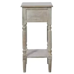 Whitewash Distressed Wood Accent Table
