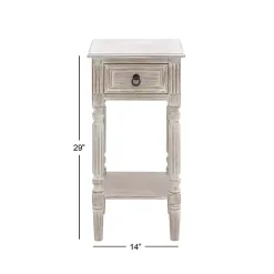 Whitewash Distressed Wood Accent Table