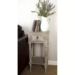 Whitewash Distressed Wood Accent Table