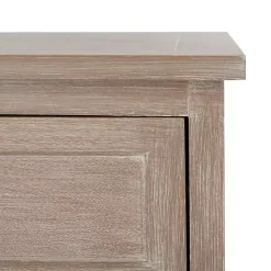 Whitewashed Brown Wood Side Table with Baskets