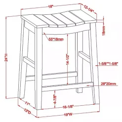 Whitewashed Saddle Seat Counter Stools, Set of 2