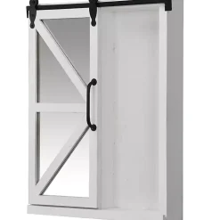 Whitewashed Sliding Barn Door Wall Cabinet