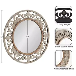 Whitewashed Wood Round Shavali Mirror