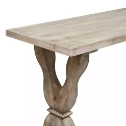 Whitewashed Wood Trestle Base Console Table