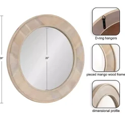 Whitewashed Woodgrain Round Wall Mirror
