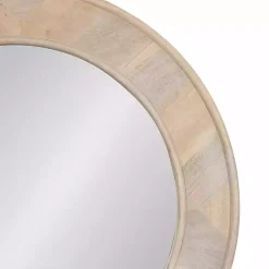 Whitewashed Woodgrain Round Wall Mirror