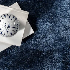 Whitlow Navy Shag Washable Area Rug, 8x10