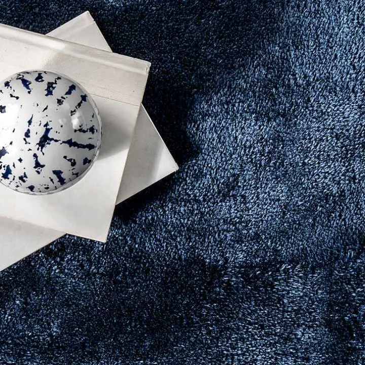 Whitlow Navy Shag Washable Area Rug, 8x10