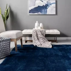 Whitlow Navy Shag Washable Area Rug, 8x10