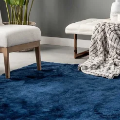Whitlow Navy Shag Washable Area Rug, 8x10