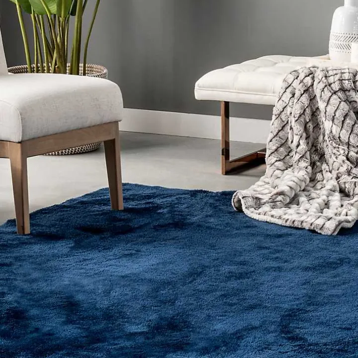 Whitlow Navy Shag Washable Area Rug, 8x10