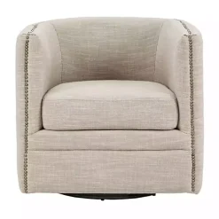 Wilson Tufted Taupe Swivel Accent Chair