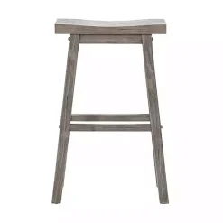Wire Brushed Gray Saddle Wood Bar Stool
