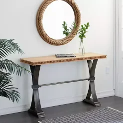 Wood & Metal Trestle Base Console Table