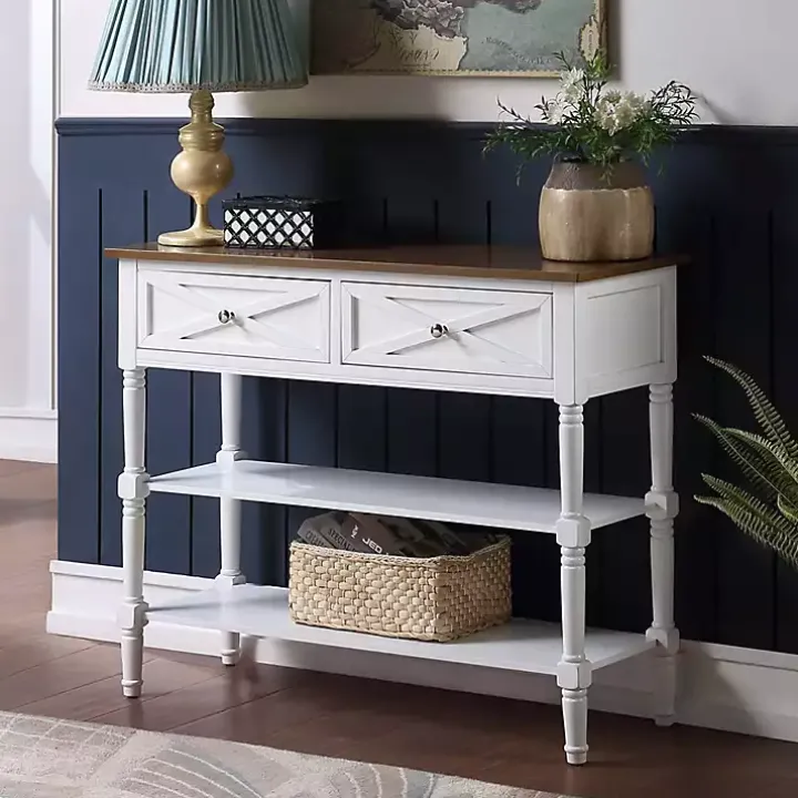 Wood & White Traditional Console Table