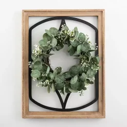 Wood and Metal Framed Wreath Wall Plaque