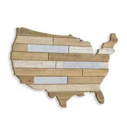 Wood and Metal Plank USA Map Wall Plaque